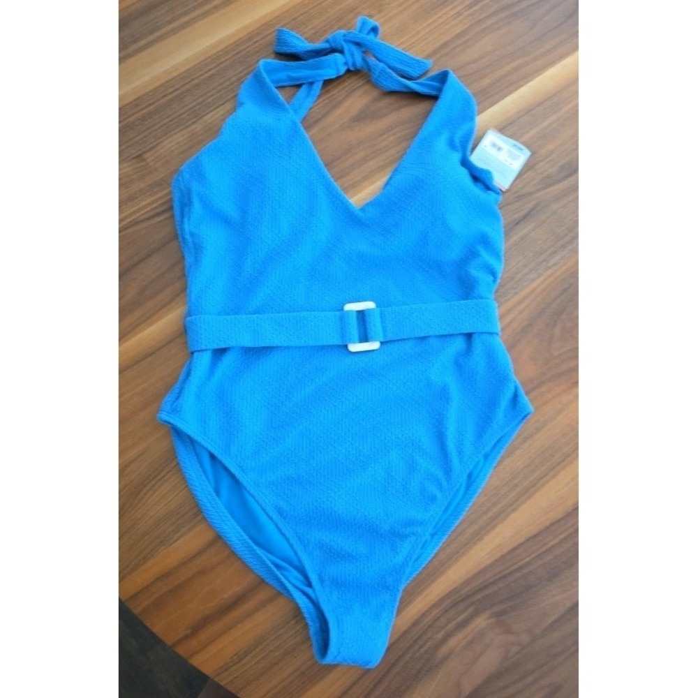 Shade & Shore Vibrant Blue Belted One-Piece Swimsuit XL (252)